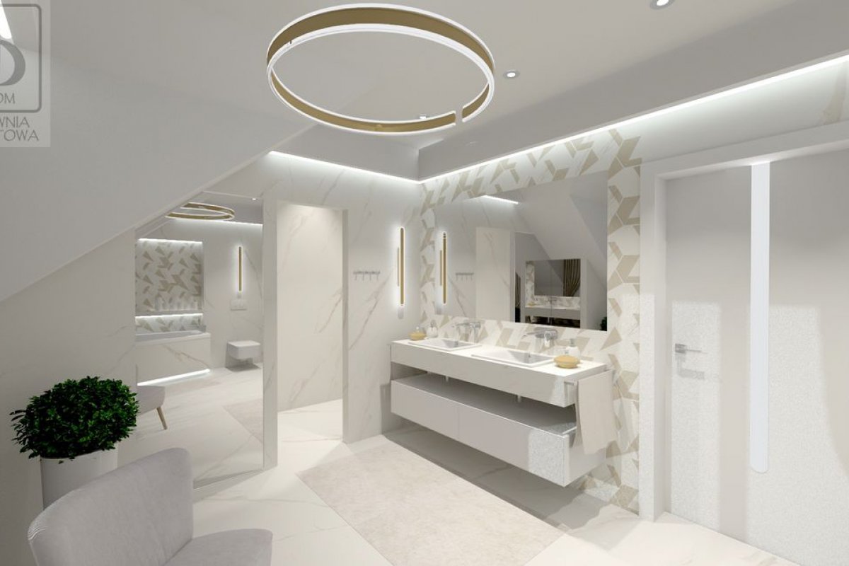 Łukasiak łazienka na piętrze - Salon kąpielowy z elementami złota