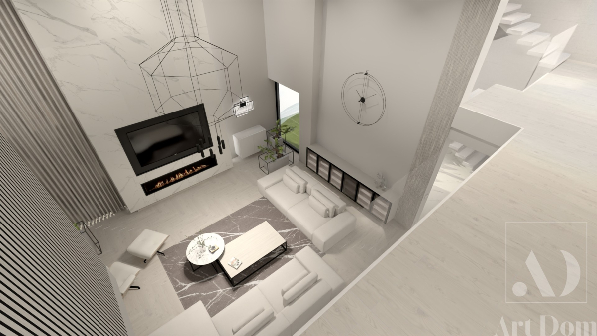 4 Nowoczesny salon z antresolą