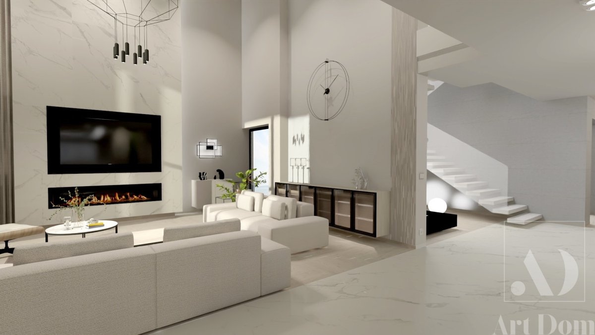 6 Nowoczesny salon z korytażem