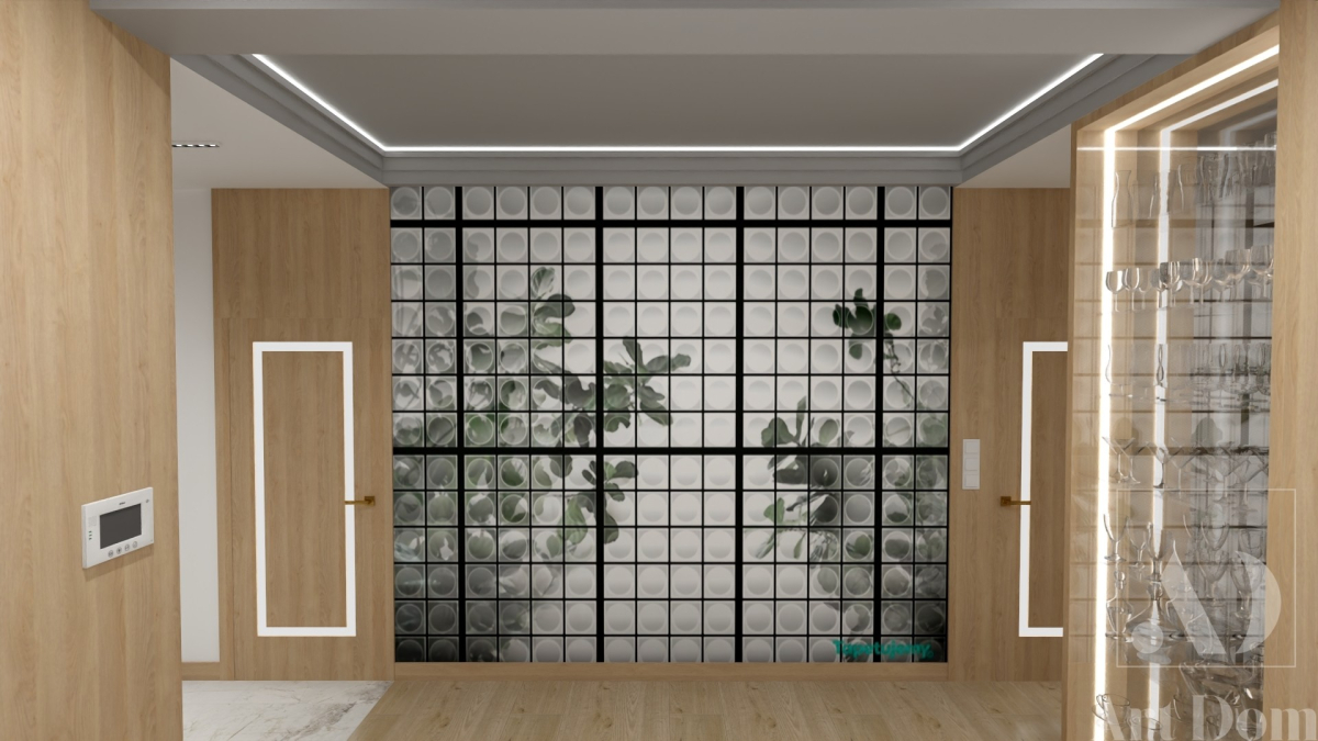 Hall z ciekawą fototapetą