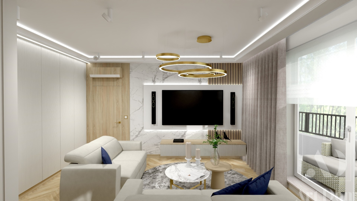 Piękny salon w budynku wielorodzinnym
