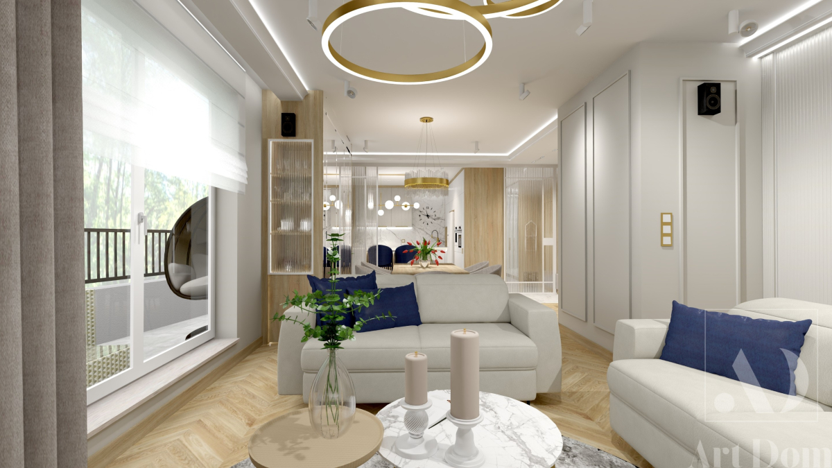 Nowoczesny salon z cześcią kuchenną