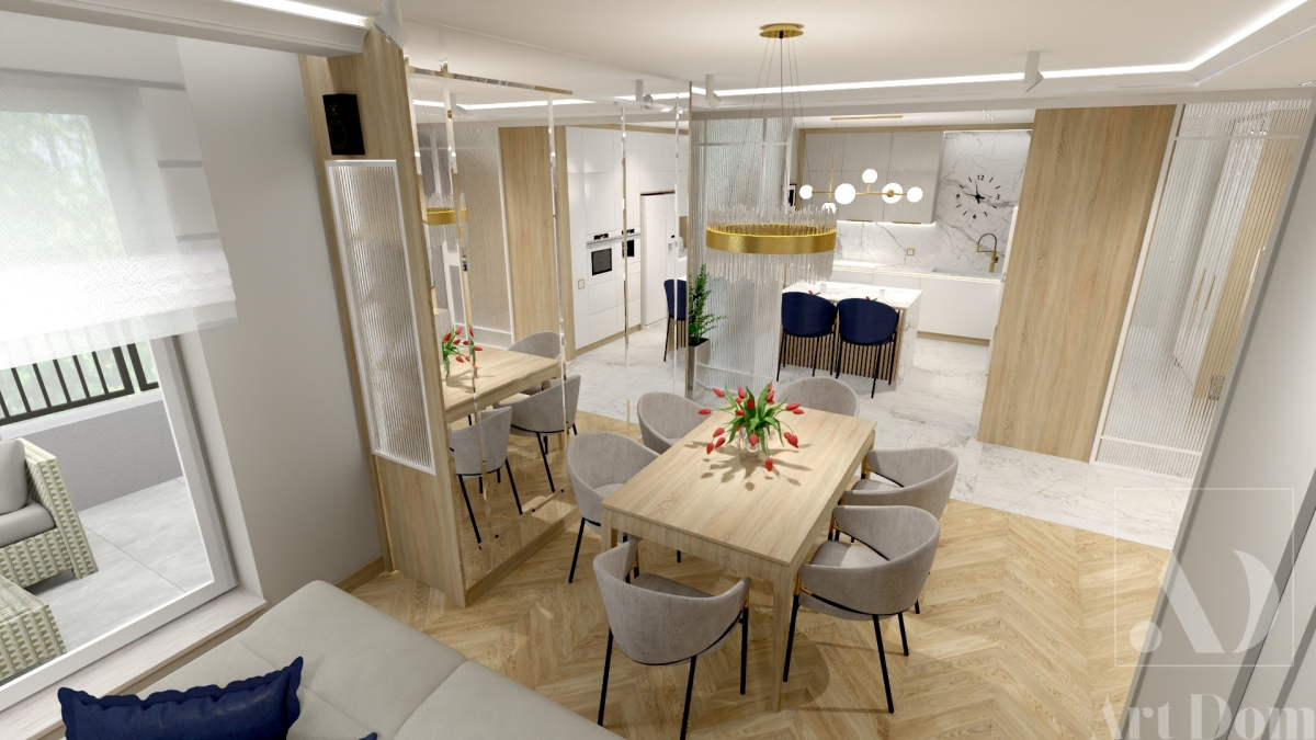 Elegancka kuchnia z jadalnią